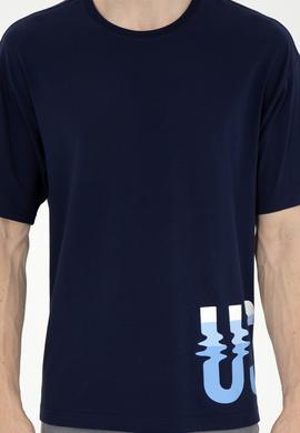 Erkek Comfort Fit Bisiklet Yaka Lacivert Tişört - 50287061016