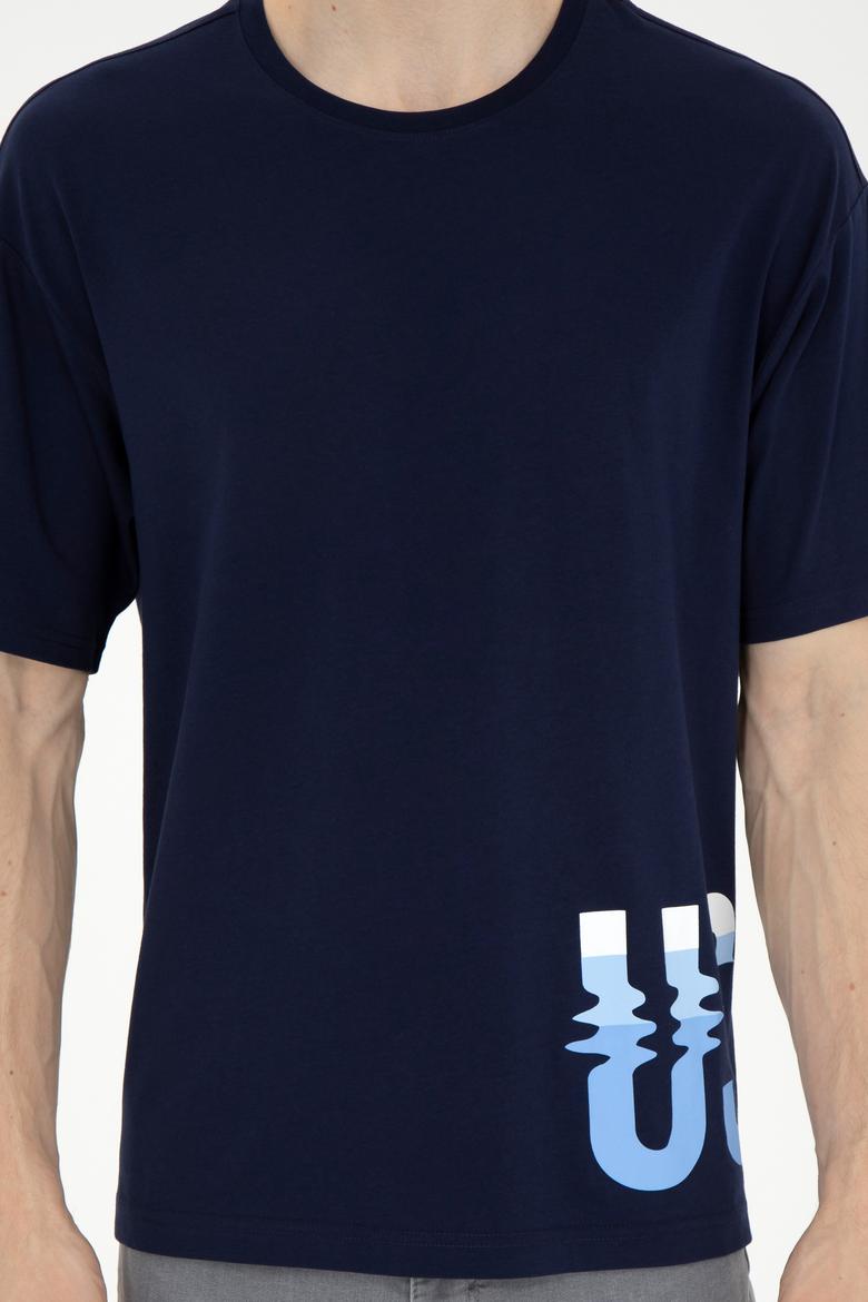 Erkek Comfort Fit Bisiklet Yaka Lacivert Tişört - 50287061016