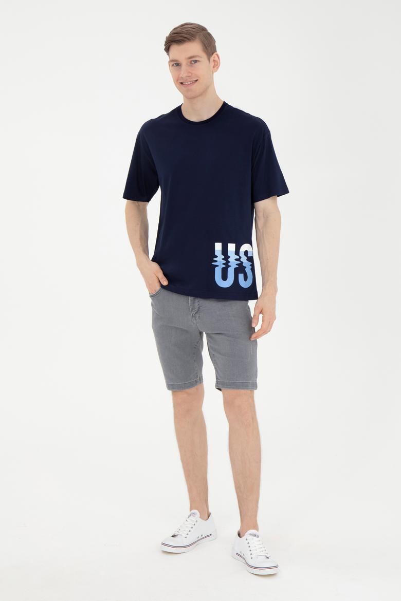 Erkek Comfort Fit Bisiklet Yaka Lacivert Tişört - 50287061016