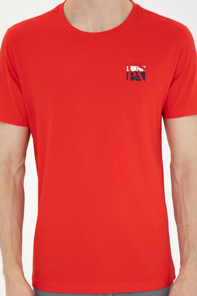 Erkek Regular Fit Bisiklet Yaka Kırmızı Tişört - 50287084071