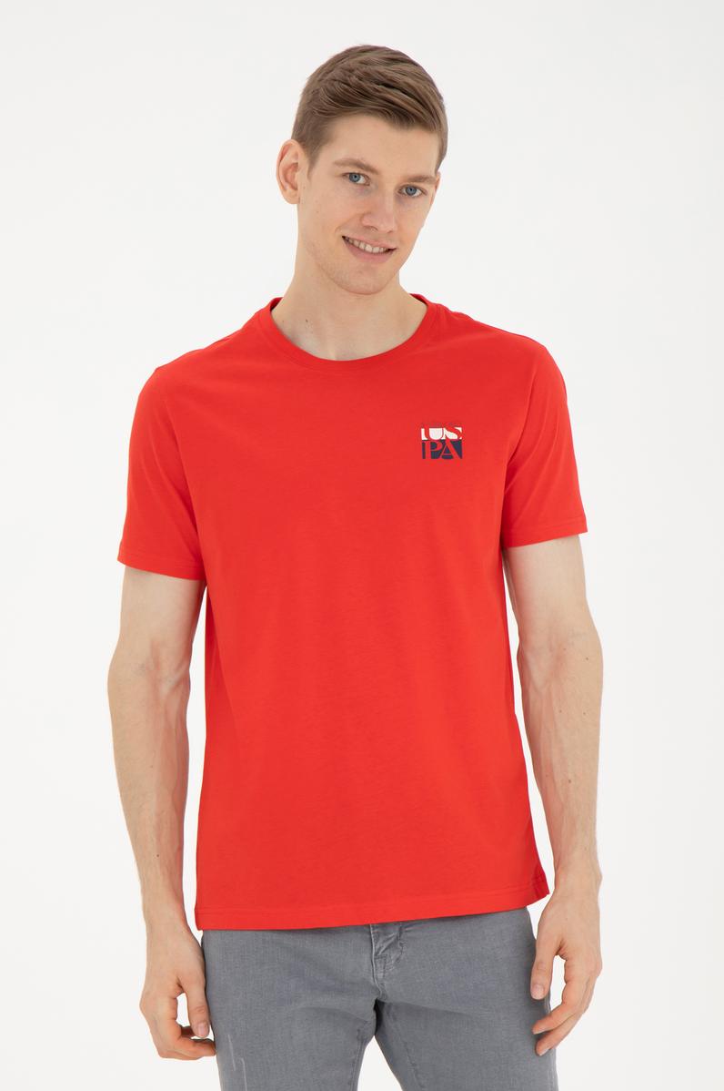 Erkek Regular Fit Bisiklet Yaka Kırmızı Tişört