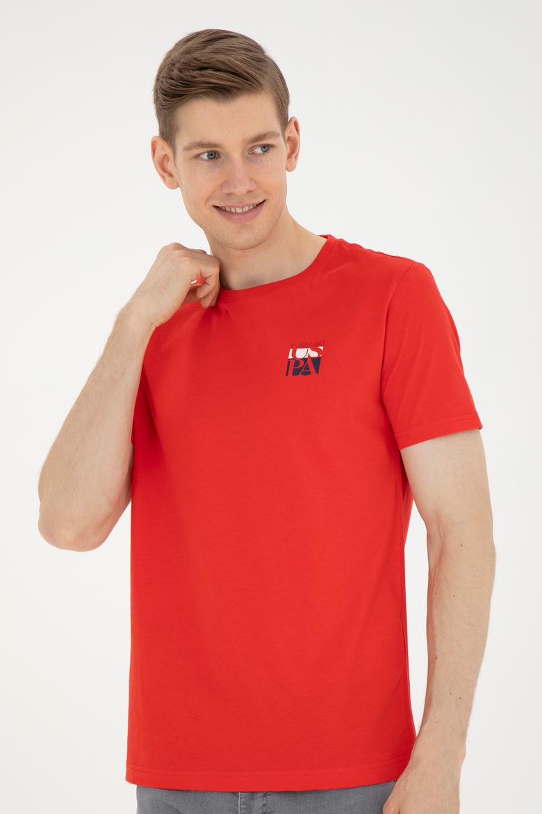 Erkek Regular Fit Bisiklet Yaka Kırmızı Tişört - 50287084071