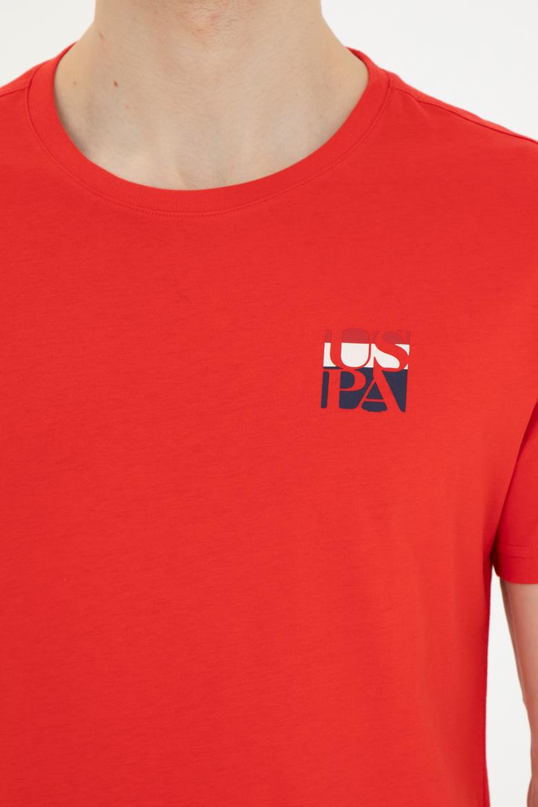 Erkek Regular Fit Bisiklet Yaka Kırmızı Tişört - 50287084071