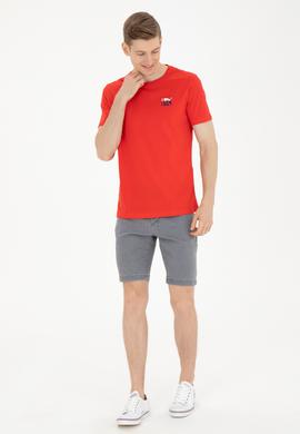 Erkek Regular Fit Bisiklet Yaka Kırmızı Tişört - 50287084071