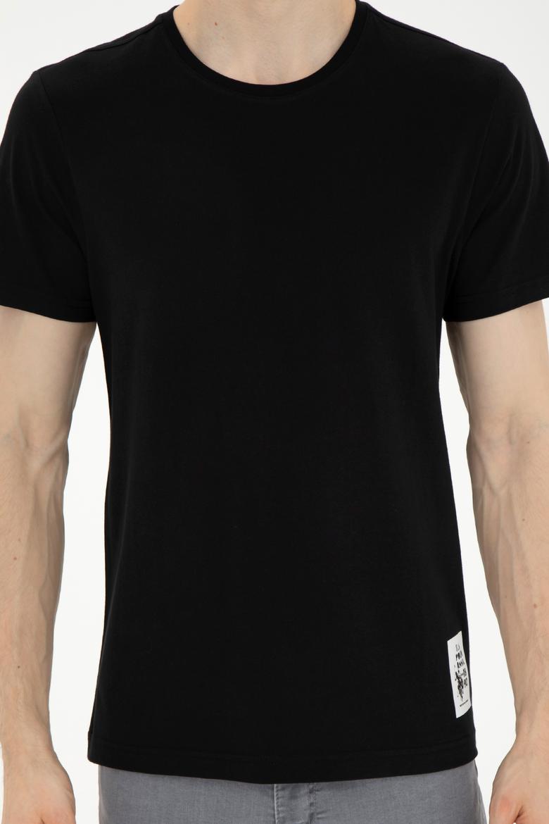 Erkek Regular Fit Bisiklet Yaka Siyah Tişört - 50287085041