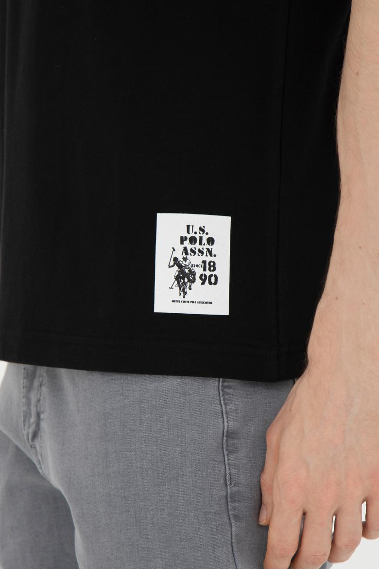 Erkek Regular Fit Bisiklet Yaka Siyah Tişört - 50287085041