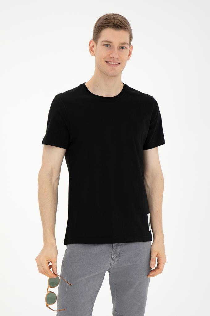 Erkek Regular Fit Bisiklet Yaka Siyah Tişört