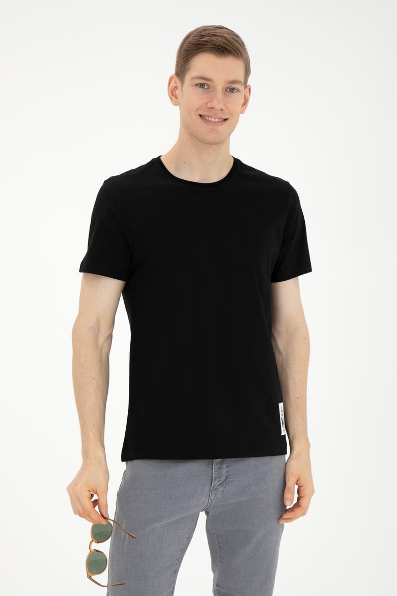Erkek Regular Fit Bisiklet Yaka Siyah Tişört