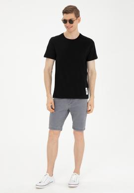 Erkek Regular Fit Bisiklet Yaka Siyah Tişört - 50287085041