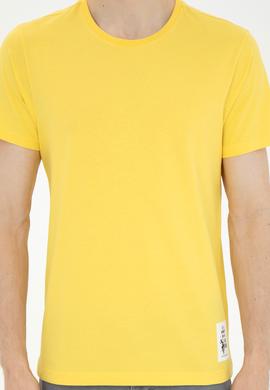 Erkek Regular Fit Bisiklet Yaka Sarı Tişört - 50287085021