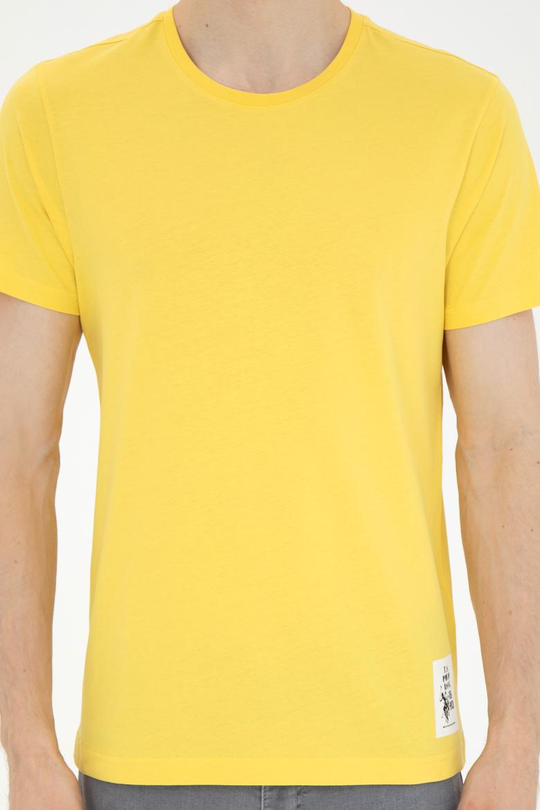 Erkek Regular Fit Bisiklet Yaka Sarı Tişört - 50287085021