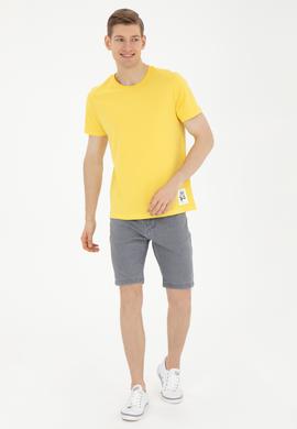 Erkek Regular Fit Bisiklet Yaka Sarı Tişört - 50287085021