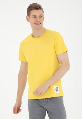 Erkek Regular Fit Bisiklet Yaka Sarı Tişört - 50287085021
