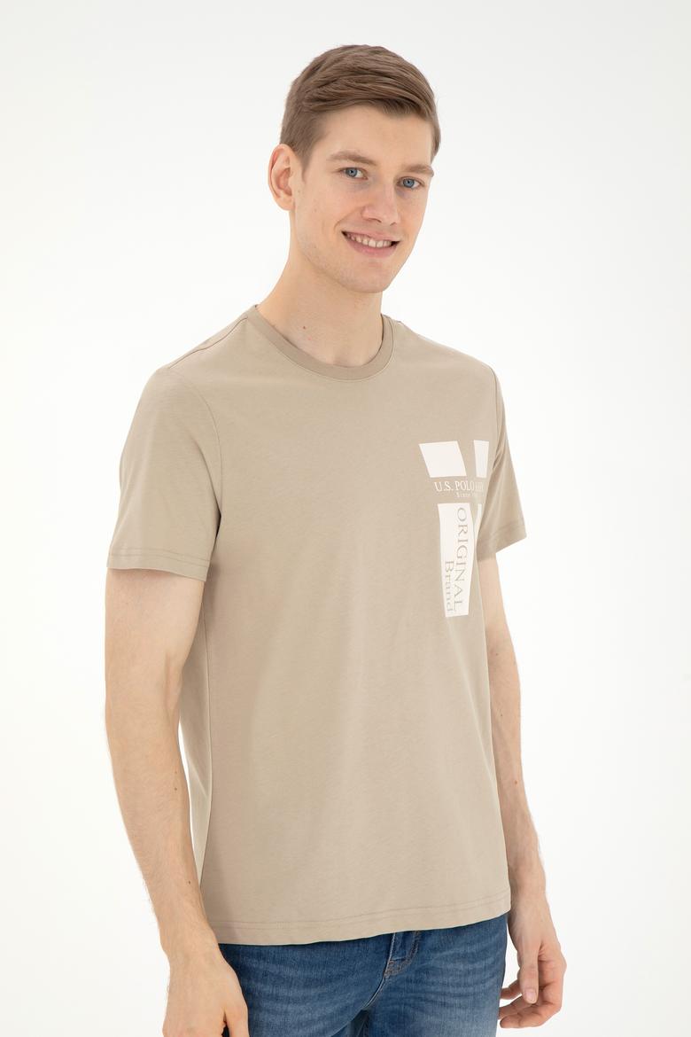 Erkek Regular Fit Bisiklet Yaka Açık Haki Tişört - 50287048021