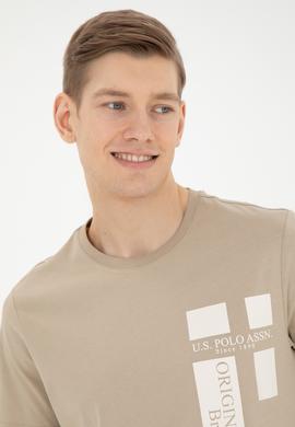 Erkek Regular Fit Bisiklet Yaka Açık Haki Tişört - 50287048021