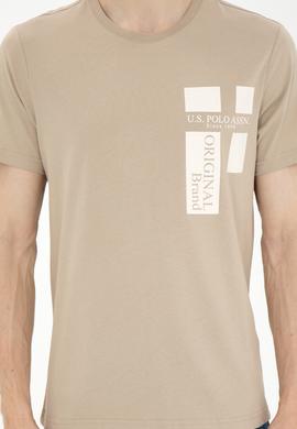 Erkek Regular Fit Bisiklet Yaka Açık Haki Tişört - 50287048021