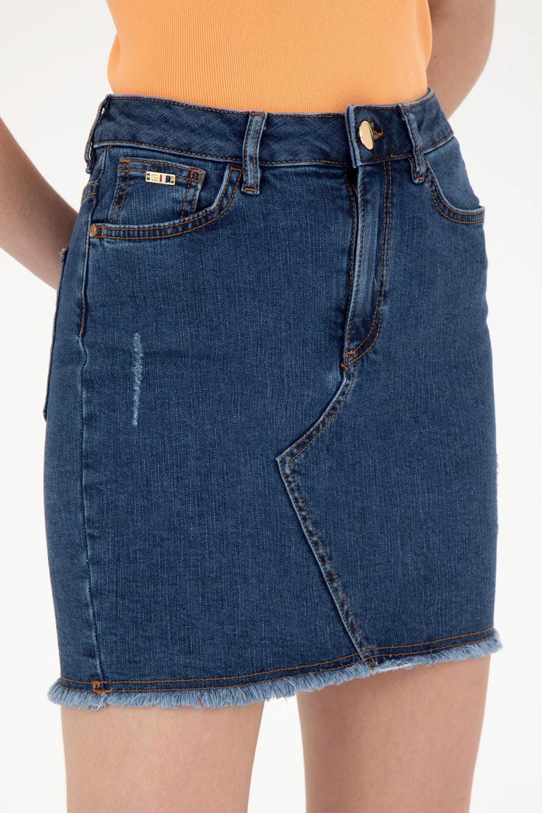 Kadın Mavi Jean Etek - 50246892002