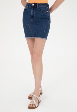 Kadın Mavi Jean Etek - 50246892002