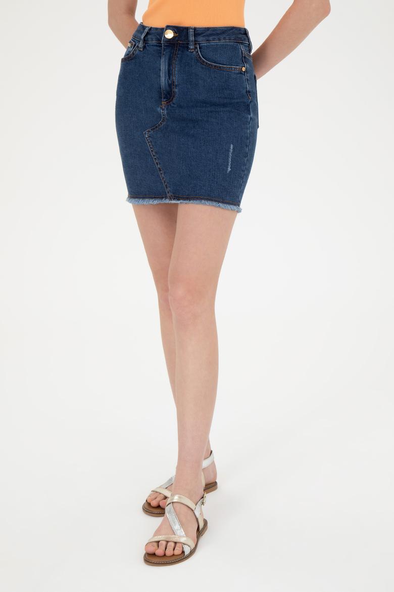 Kadın Mavi Jean Etek - 50246892002