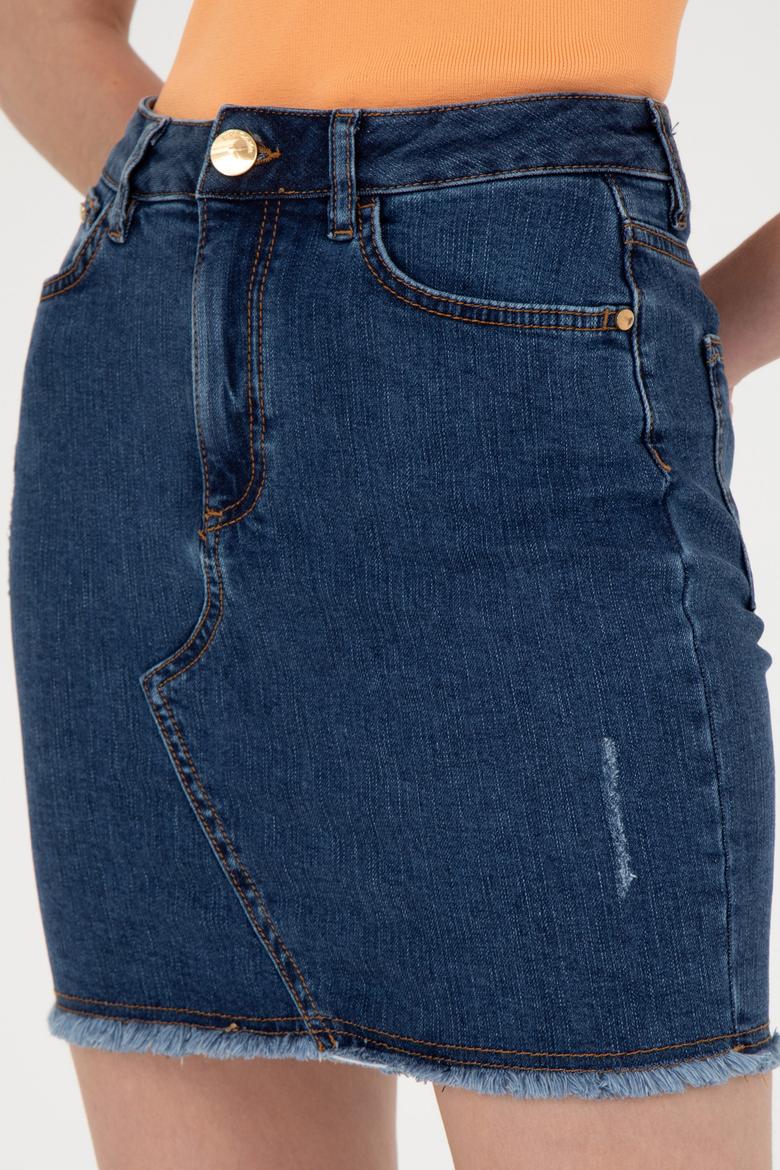 Kadın Mavi Jean Etek - 50246892002