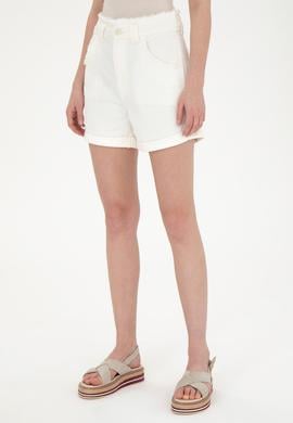 Kadın Ekru Jean Şort - 50265309011