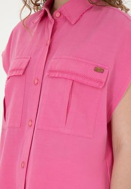 Kadın Pembe Kısa Kollu Gömlek - 50263192010