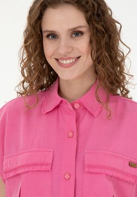Kadın Pembe Kısa Kollu Gömlek - 50263192010