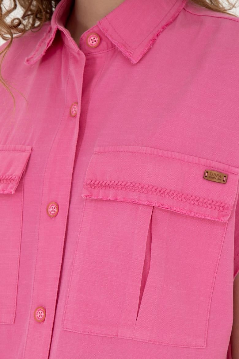 Kadın Pembe Kısa Kollu Gömlek - 50263192010