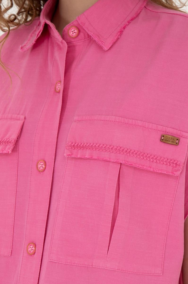 Kadın Pembe Kısa Kollu Gömlek