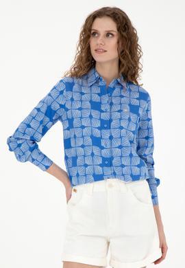 Kadın Saks Uzun Kollu Gömlek - 50264437034