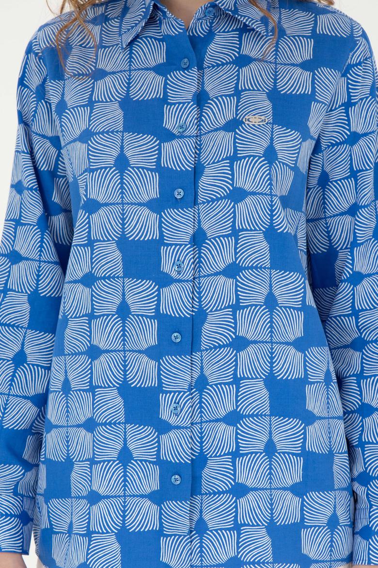 Kadın Saks Uzun Kollu Gömlek - 50264437034