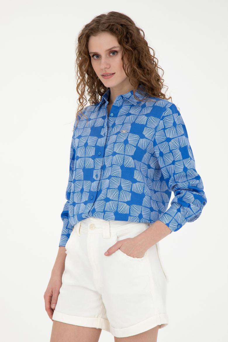 Kadın Saks Uzun Kollu Gömlek - 50264437034