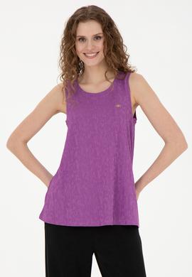 Kadın Mor Bisiklet Yaka Kolsuz Tişört - 50281746004