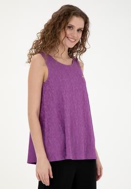 Kadın Mor Bisiklet Yaka Kolsuz Tişört - 50281746004