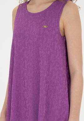 Kadın Mor Bisiklet Yaka Kolsuz Tişört - 50281746004