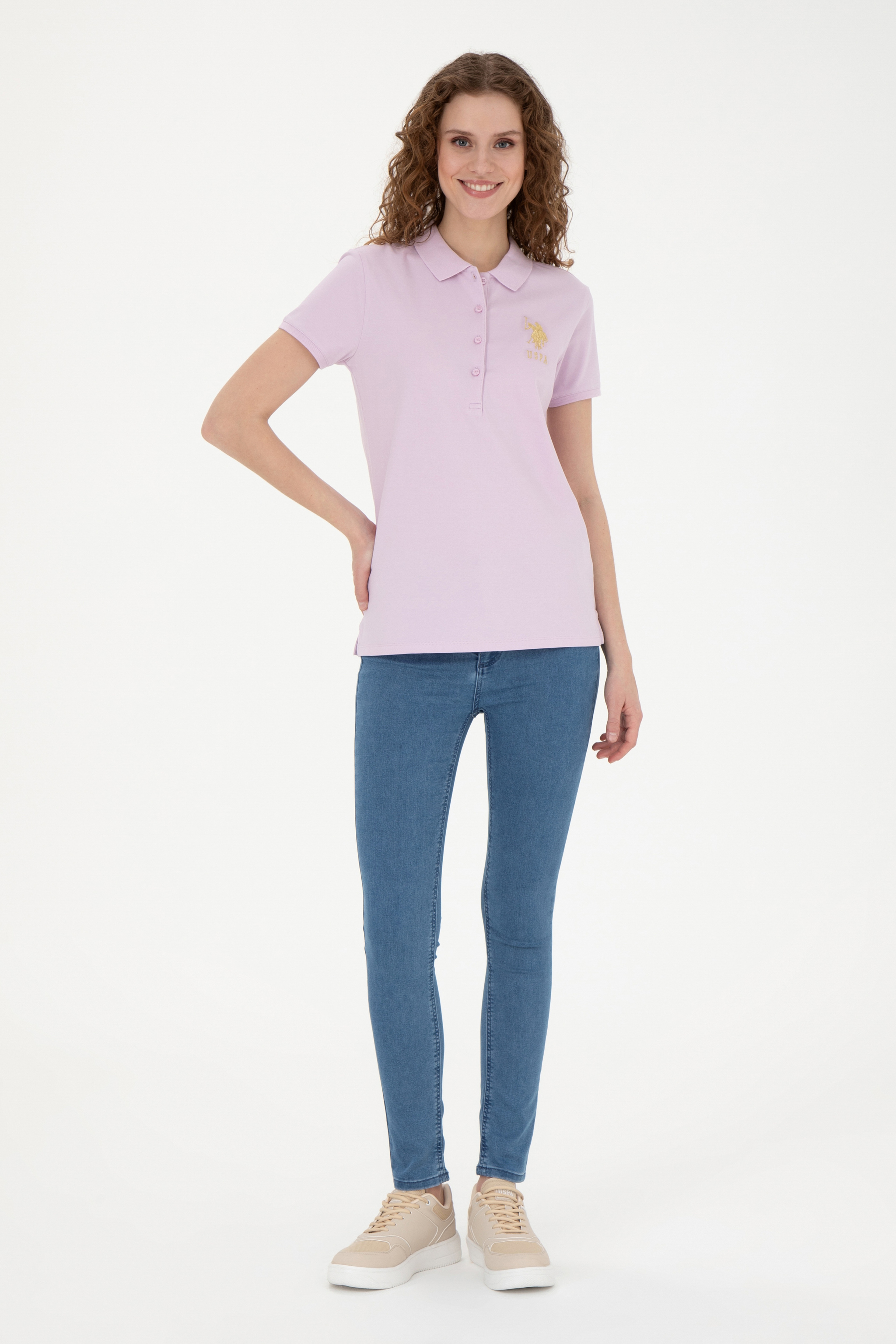 Kadın Manolya Basic Polo Yaka Tişört