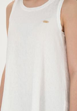 Kadın Ekru Bisiklet Yaka Kolsuz Tişört - 50281746019