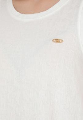 Kadın Ekru Bisiklet Yaka Kolsuz Tişört - 50281746019