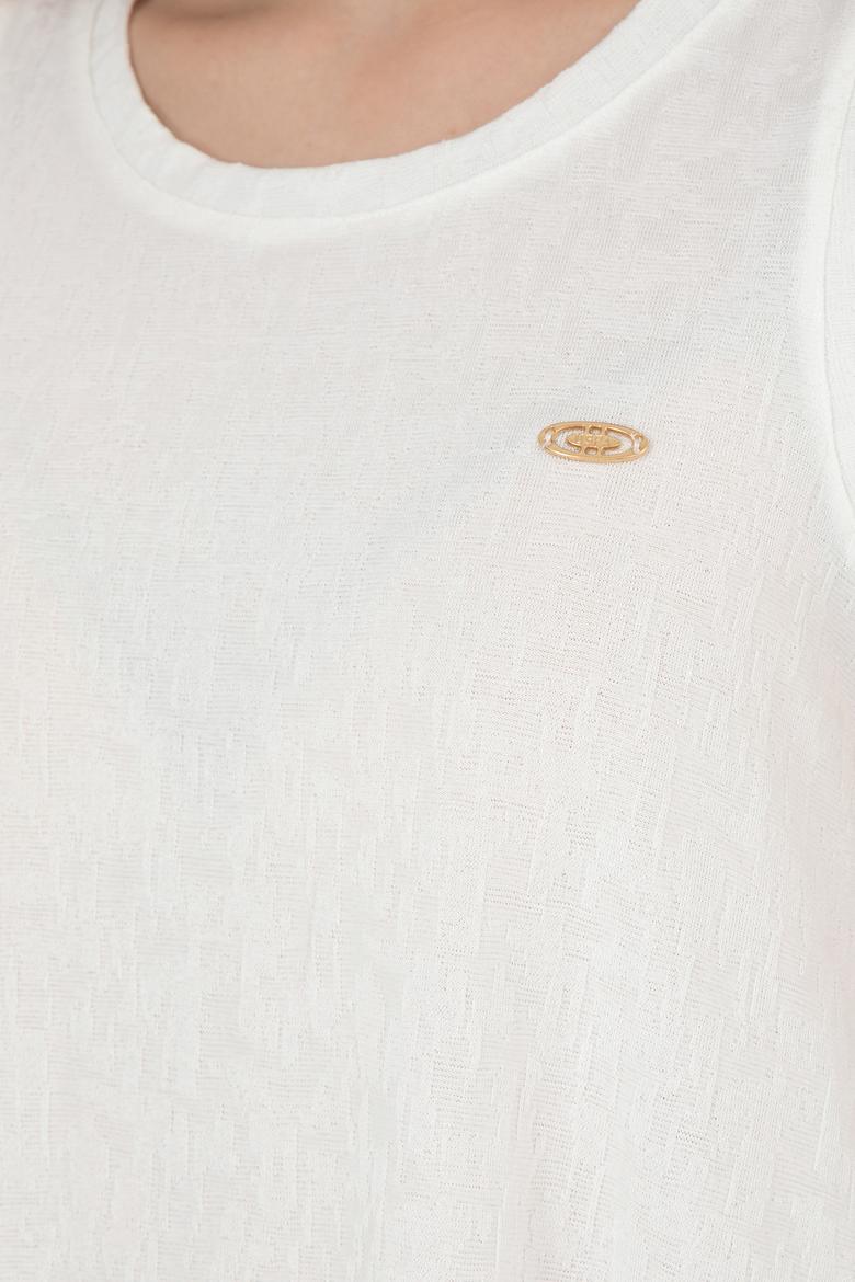 Kadın Ekru Bisiklet Yaka Kolsuz Tişört - 50281746019