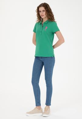 Kadın Yeşil Basic Polo Yaka Tişört - 50262699225