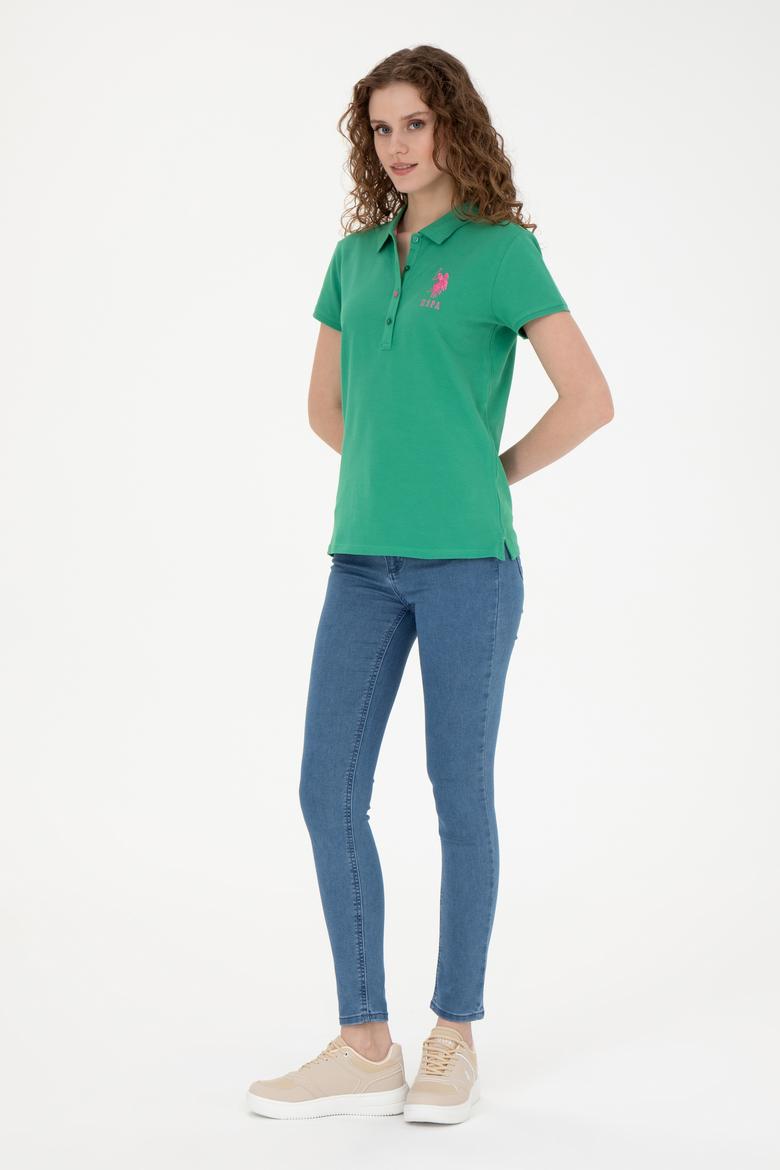 Kadın Yeşil Basic Polo Yaka Tişört - 50262699225