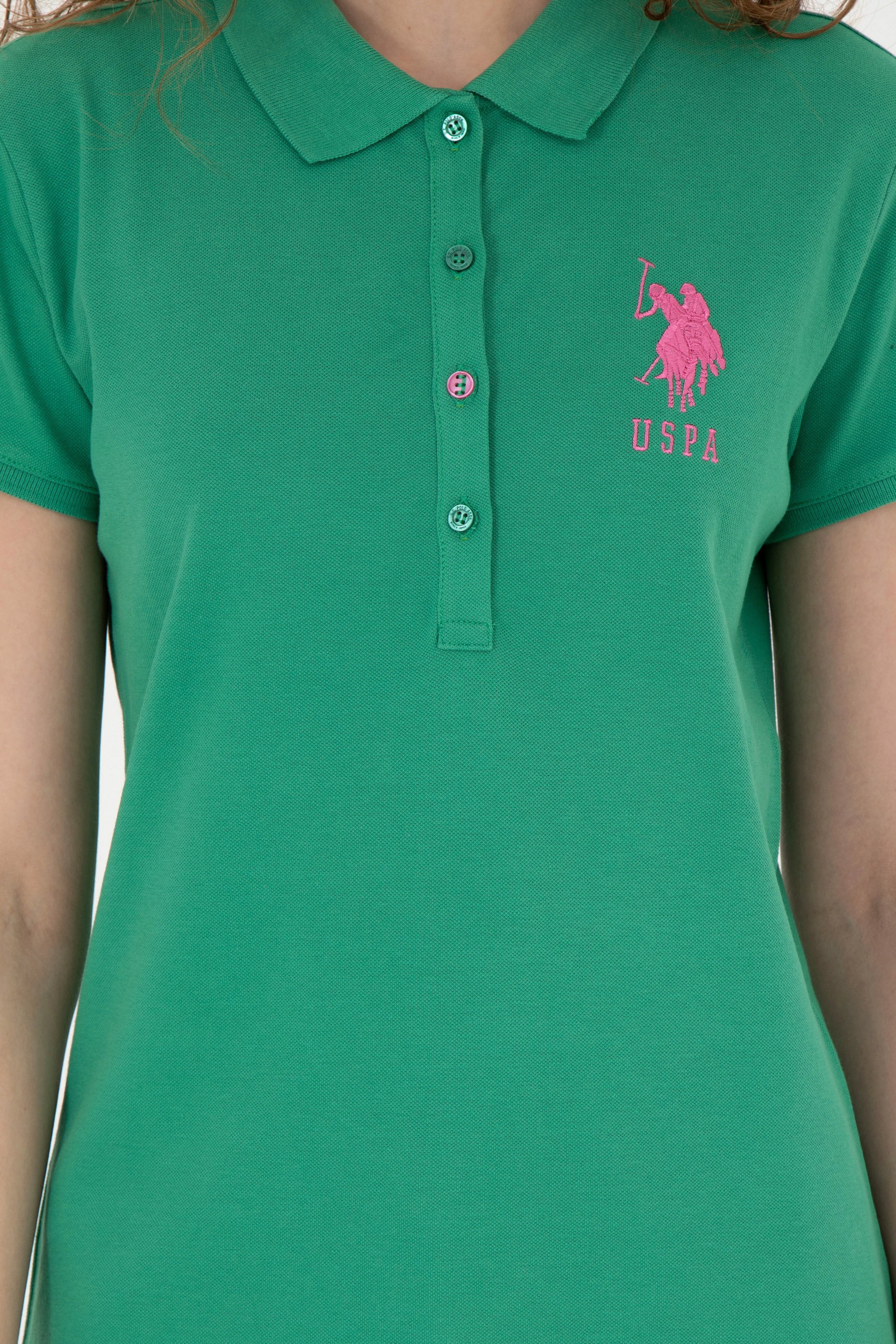 Kadın Yeşil Basic Polo Yaka Tişört - Image 6