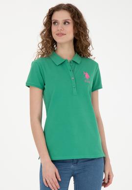 Kadın Yeşil Basic Polo Yaka Tişört - 50262699225