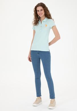 Kadın Su Yeşili Basic Polo Yaka Tişört - 50262699233