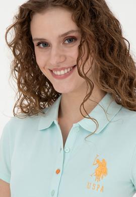 Kadın Su Yeşili Basic Polo Yaka Tişört - 50262699233