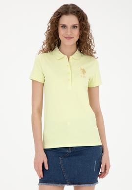 Kadın Açık Sarı Basic Polo Yaka Tişört - 50262700242