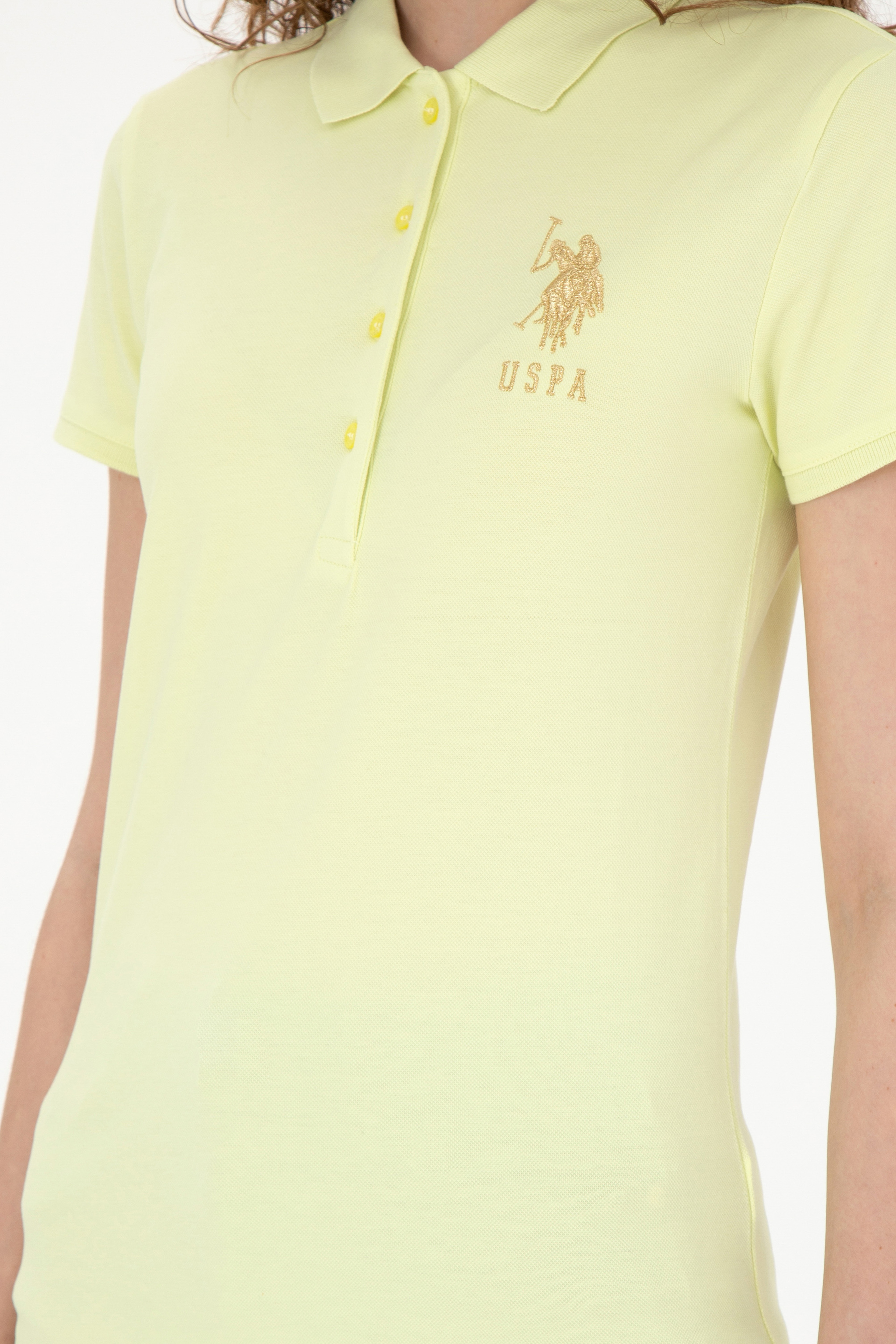 Kadın Açık Sarı Basic Polo Yaka Tişört