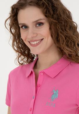 Kadın Pembe Basic Polo Yaka Tişört - 50262699073