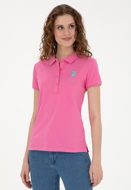 Kadın Pembe Basic Polo Yaka Tişört - 50262699073