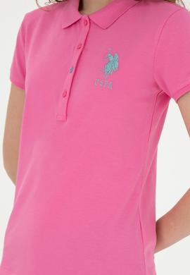 Kadın Pembe Basic Polo Yaka Tişört - 50262699073